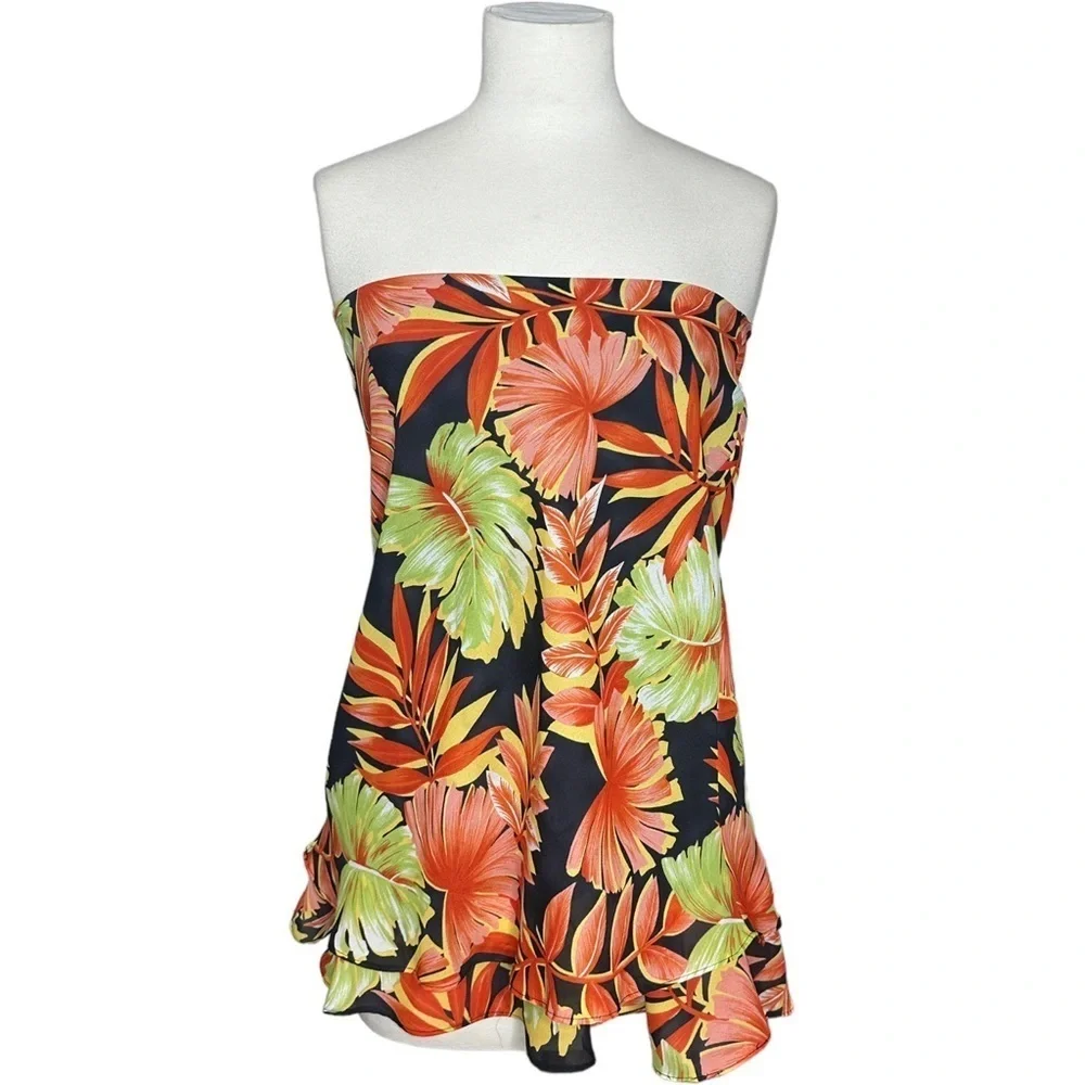 Versailles Layered Stretch Waist Pullover Tropical Floral Skirt S - Picture 5 of 7